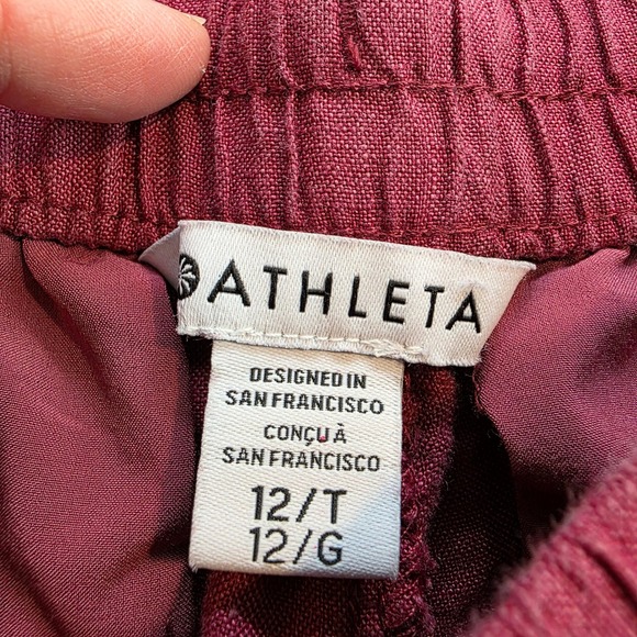 Athleta Retreat Linen Jogger Women's 12 TALL Drawstring Waist Pants Coffeeberry - Picture 8 of 11